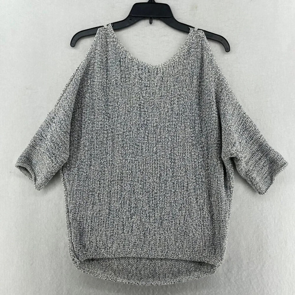 Lou & Grey Sweater Women's Sz S Gray Knitted Cold Shoulder Sleeve Pullover - Picture 1 of 12